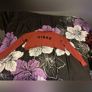 Fashion Nova - Vibes Rust Long Sleeve Crop Top, S/M